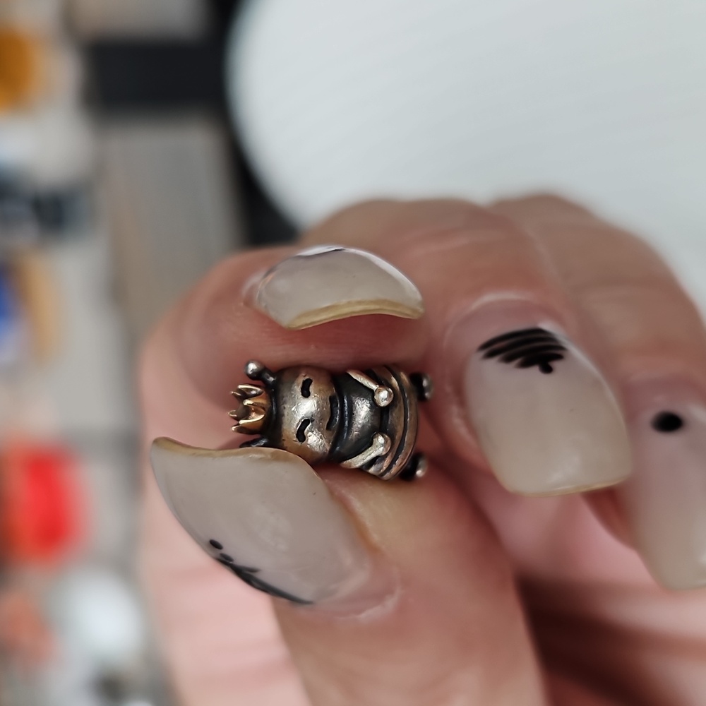 Sterling Silver PANDORA and 10k Gold Crowned BEE  Charm